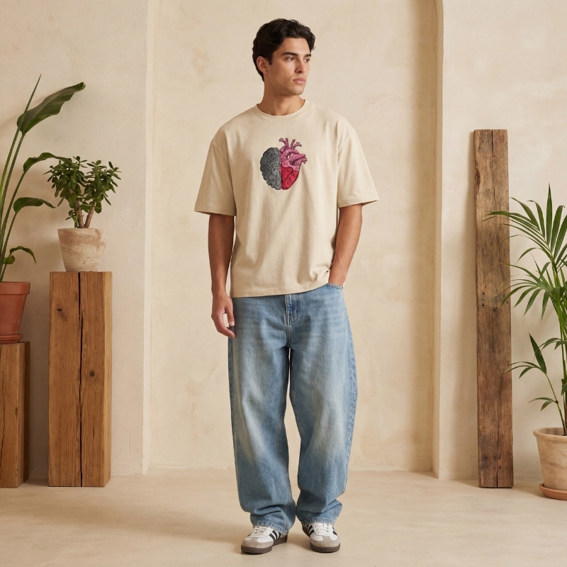 Mind & Heart Balance Oversized T-Shirt – Embroidered Drop