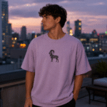 Lavender Alpine Ram Embroidered Oversized T-Shirt - Beast Embroidered Drop