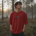 Crimson Wolf Embroidered Oversized -Beast Embroidered Drop